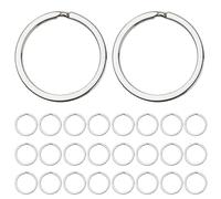 TEHAUX 40pcs Silver Metal Flat Split Key Rings for DIY Key Chain Making Securely Closed Circle Rings for Crafts