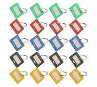 TEHAUX 40pcs Waterproof Writable Label Tags for Items and Pet Names, Plastic and Paper Keychain Luggage Id Tags with Split Ring, Resist Bending Blank Label Fobs for Organised Item