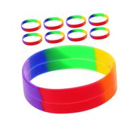 TEHAUX 42pcs Rainbow Silicone Wristbands Elastic Festival Bracelets for Pride Month Comfortable Stretchable Rubber Bands Vibrant Party Accessories for Lgbt Celebrations