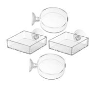 TEHAUX 4pcs Acrylic Fish Tank Feeding Tray with Suction Cup Attachment Easy Installation Fish Food Feeder Dish for Shrimp in Freshwater and Diverse Aquatic Environments