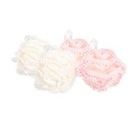 TEHAUX 4pcs Bath Loofah Sponge Nylon Body Scrubber, Ultra Soft Mesh Shower Puff for Back Scrubbing, Easy Storage, Cute Design, Bathing Accessory