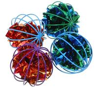 TEHAUX 4pcs Cat Crinkle Ball Relieves Boredom Bonding Time Lightweight Plastic Ball for Play Anywhere Pet Cat Kitten Random Color