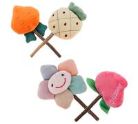 TEHAUX 4pcs Cat Polygonum Lollipop for Pets Bite-resistant Plush Material with Bell Promotes Clean and Healthy Teeth Assorted Shapes Including Carrot Strawberry Pineapple and Assorted style