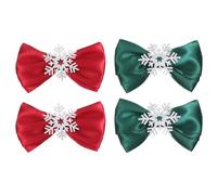 TEHAUX 4pcs Christmas Hair Bow Clips for Fabric Material, Chic Snowflake Bow-knot Design, Excellent Workmanship, Easy to Match Outfits, for Carnivals and Wedding