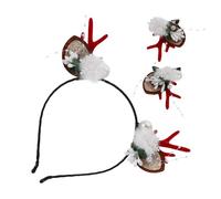TEHAUX 4pcs Christmas Headband Deer Antlers Hair Hoop Festive Design Plastic Sponge Versatile Styling Enhances Holiday Celebration Look Holiday Ears Snowflake Winter