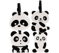 TEHAUX 4pcs Creative Panda Shaped Luggage Tags for Travel, White PVC Suitcase Tags with String, Easy Identification Against Luggage Loss, for Backpacks and Laptop Bags at Airport