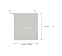 TEHAUX 4Pcs Drawstring Hair Dryer Bags Cotton Canvas Storage Pouch with Embroidered English Letters 33x30cm Light Grey Dustproof Organizer for Travel and Home