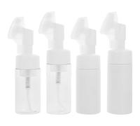 TEHAUX 4pcs Facial Cleansing Brush Set with Cosmetic Bottles, White Plastic Material, Simple Appearance, Practical to Use, Promotes and Facilitates Pressure of The Skin for Deep Pore