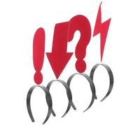 TEHAUX 4pcs Funny Symbol Headband Set Lightweight Cloth and Plastic Hair Hoops with Arrow, Flash Bolt, Exclamation Mark, and Question Mark Shapes for Themed Parties and Weddings