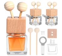 TEHAUX 4pcs Glass Diffuser Bottles Car Essential Oil Holders 8ml Classic Shape with Vent Clip for Bookshelf and Auto Interior
