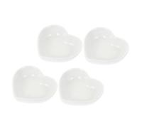 TEHAUX 4pcs Heart-Shaped Ceramic Dipping Dishes Small Sauce Bowls for Condiments Snack Plates Appetizer Serving Bowls Porcelain for Home Wedding Celebration