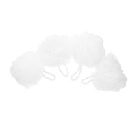 TEHAUX 4pcs Large Soft Mesh Bath Loofah Sponge Set, White Exfoliating Shower Scrubber for Men and Women, Natural Body Cleansing Pouf for Home Bathing