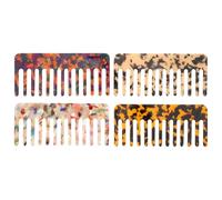 TEHAUX 4Pcs Leopard Print Wide Tooth Acetate Hair Combs for Women - Anti-Static Electrostatic Detangling Tool Set - Portable French Side Combs for Travel and Everyday Use