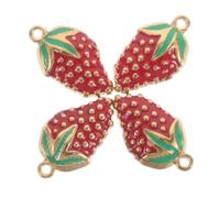 TEHAUX 4pcs Mini Strawberry Pendant Charm in Stainless Steel Enamel Coating, Flatback Design for DIY Necklace Making and Phone Case Decor, Featuring Fine Craftsmanship and Resist Fading