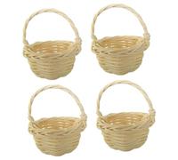 TEHAUX 4pcs Miniature Handwoven Rattan Baskets with Handles Lightweight Mini Storage Baskets for Home Office Decor and Picnic Use