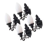 TEHAUX 4pcs Miniature Wall Lamp for Sand Table Decor Black Warm Light Model for DIY Mini House Landscape and Architectural Layouts Unique and Stylish Design