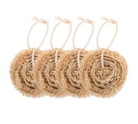 TEHAUX 4pcs Natural Loofah Dish Loofah Sponge Scrubbers for Kitchen Cleaning, Brown Colour, Easy to Store, Will Not Hurt Skin, Dish Washing and Bowl Washing Tools