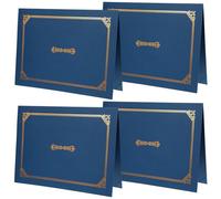 TEHAUX 4pcs Navy Blue Certificate Holders with Gold Foil Border, A4 Diploma Covers for Protecting Important Documents and Award Certificates, Suitable for Home and Other Important Places