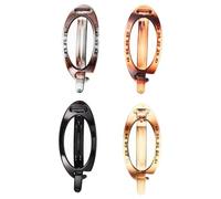 TEHAUX 4pcs Oval French Hair Barrettes Set Plastic Classic Hair Clips for Fine and Thin Small Stylish Bun Pins for Women Retro Multi-color Accessories