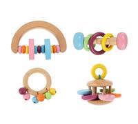 TEHAUX 4pcs Parrot Dumbbell Wooden Chewing Training Plaything for Indian Ringneck Budgie Birds Safe Biting Entertainment with Bright Colors for Skill Development