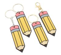 TEHAUX 4pcs Pencil Keychain Pencil Key Chain Stylish Wood Easy Attaching Easy to Decorate for Teachers Special Occasion Choice