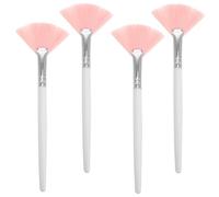 TEHAUX 4pcs Pink Pearl Handle Fan Makeup Brushes Set for Facial Highlighting, Blush, and Setting Powder - Soft Synthetic Bristles Suitable for Professional and Personal Beauty Use