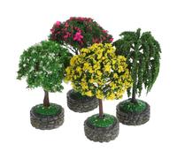 TEHAUX 4pcs Plastic Miniature Model Trees for DIY Gardens, Portable and Lightweight Micro Landscape with Multiple Shapes, Creative Decoration for Unique Garden Scenery