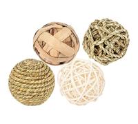 TEHAUX 4pcs Rabbit Chew Hamster Balls for Physical Exercise Teeth Grinding Natural Straw Seagrass Indoor Use for Rabbits Hamsters