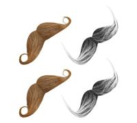 TEHAUX 4pcs Realistic Fake Beard Set for Halloween Costume Accessories, Lightweight Cloth Material with High Realism Design and Vintage Touch, Reusable Facial Hair for Roleplaying