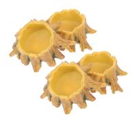 TEHAUX 4pcs Resin Water Basins for Spiders Small Water Bowls with Slide Design Easy to Carry Yellow Pet Feeding Bowls for Small Frogs