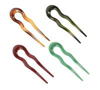 TEHAUX 4pcs Retro U-Shaped Decorative Hair Sticks for Long Hair Vintage French Fork Pins for Buns Large Spot Pattern Chopsticks Set for Women and