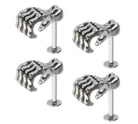 TEHAUX 4pcs Silver Skeleton Lip Studs Punk Style Body Piercing Jewelry Stainless Steel with High Polished Surface and Anti-rust Finish for Weddings and Taking Photos