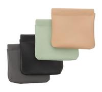 TEHAUX 4pcs Small Makeup Bag Self-Closing Leather Pouch Lightweight Pocket Cosmetic Pouch Protects Items from Falling Portable for Working and Walking