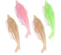TEHAUX 4Pcs Soft Nail Brush Set with Dolphin Shaped Animal Design, Lightweight and Easy to Carry Manicure Tools for Nail Cleanup and Home Use, Plastic PP Material