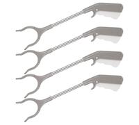 TEHAUX 4pcs Trash Grabber with Anti-Slip Jaw and Ergonomic Handle, Stainless Steel Shaft Extended Reach Tool for Picking up Broken Glass and Yard Waste in Gardens and Kitchens