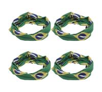 TEHAUX 4pcs Wide Hairband for Women Patriotic Soccer Design, Comfortable Polyester Headbands for Game Day and Workouts, Unique Country Flag Patterns Soccer Hair Accessories