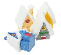 TEHAUX 4pcs Xmas Village House Resin Decor with Delicate Details