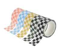 TEHAUX 5 Rolls Multi-colour Washi Tape Rolls with Creative DIY Grid Pattern, Versatile Use and Easy to Tear Crafting Tape for Scrapbooking, Journaling, Calendars and Other Crafting