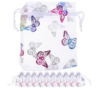 TEHAUX 50pcs Gauze Drawstring Bags with Gold Insect Pattern, Small Jewelry Storage Pouches for Party Decorations and Birthdays, Elegant and Delicate Bags with Unique Design