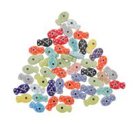 TEHAUX 50pcs Multicolor Porcelain Ceramic Fish Beads with Wave Design Handmade DIY Jewelry Supplies for Bracelets Necklaces Ocean Inspired Ceramic Spacer Charms for Crafting