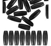 TEHAUX 50pcs Wooden Loose Beads Oval Bead Charms Large Hole Design Not Easily Deform Black Natural Wooden for Home Decorations and Curtain Holdback DIY Crafts