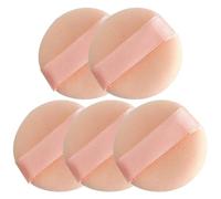 TEHAUX 5pcs Beige Flocking Mini Powder Applicators for Makeup Application Portable Facial Makeup Pads to Avoid Cosmetic Waste Creative Style Supplies for Everyday