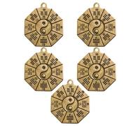 TEHAUX 5pcs Brass Eight-diagram Pattern Pendants Retro Exorcism Key Chain Charms for DIY Making and Handicraft Accessories