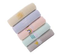 TEHAUX 5pcs Cotton Washcloth Set, Absorbent Face and Hand Towels for, Soft Pure Cotton Small Towels Cartoon Embroidery, Suitable for Babies and, Multi-Color