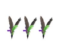 TEHAUX 5pcs Feather Cat Teaser with Vivid Head Design to Keep Cats Active Assorted Colour Interactive Feather Wand for Indoor Play and Exercise Random Color