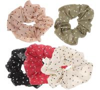 TEHAUX 5pcs Large Dot Pattern Hair Scrunchies for Women, Smooth Texture Cloth Ponytail Holders with Decorative Style, for Daily Makeup and Color
