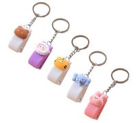 TEHAUX 5pcs Mini Stapler Keychain 10 Staples Cute Cartoon with Number | ABS and Stainless Steel Construction, Lightweight Decorative Charm, Assorted Colours, Suitable for Key Rings and Id Card