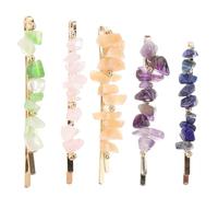 TEHAUX 5pcs Natural Stone Hair Pins Bobby Clips Set with Amethyst, Lapis Lazuli, Rose Quartz, Beige, Green Crystal Hair Accessories for Women