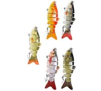TEHAUX 5pcs Portable Split-fish Bait Fishing Lures with Ringing Beads Life-like Fish Shaped Plastic Simulation Fishing Baits for Anglers for Freshwater