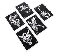 TEHAUX 5pcs Pvc Tattoo Stencils for Body Art, Freely Combinable Temporary Tattoos Templates with Glitter Effect, for Weddings and Parties